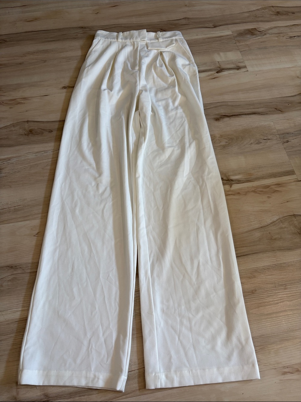 LPA Carlotta Pleated Wide Leg Trouser Pants Ivory White Size Small preppy comfy - Picture 4 of 11